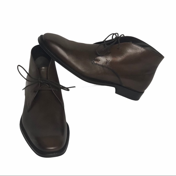NEW Tod's Mens Brown Leather Laceup AnkleBoots 5.5 - Picture 5 of 16